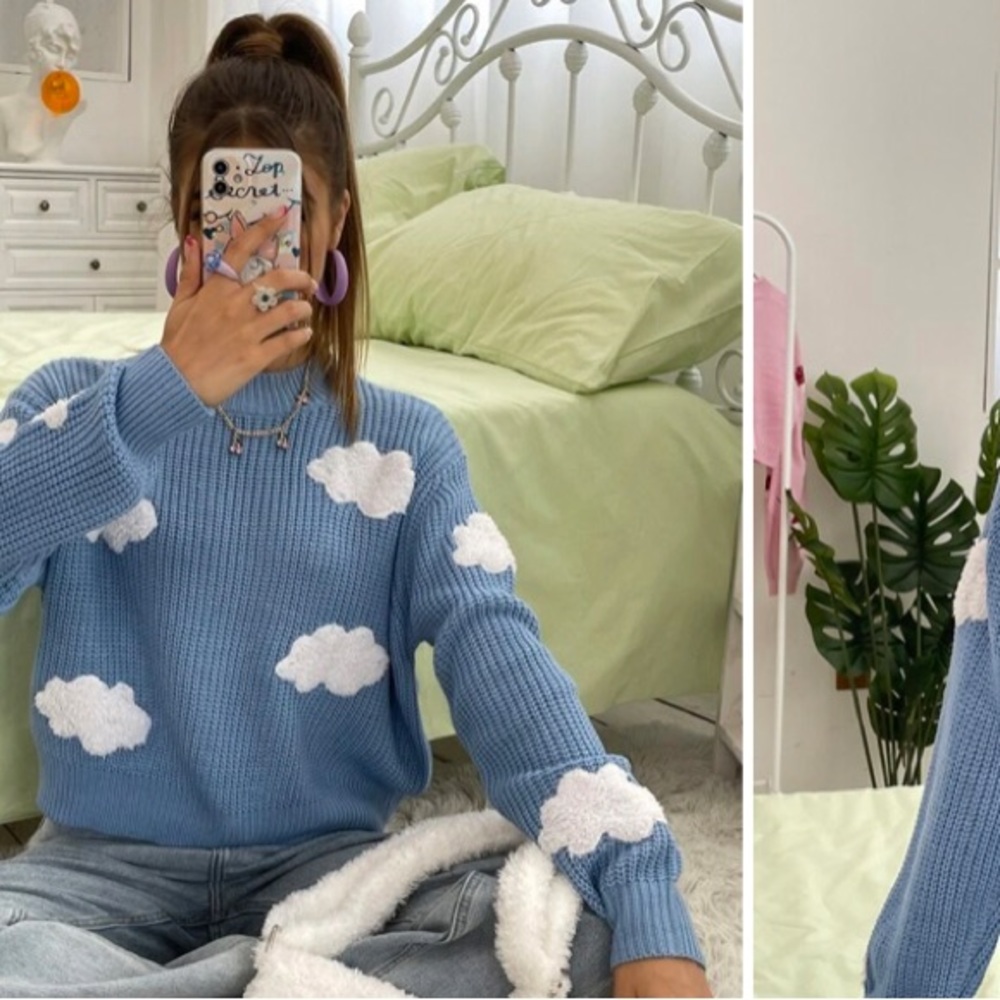 Shein Cloudy Patched Drop Shoulder sweater